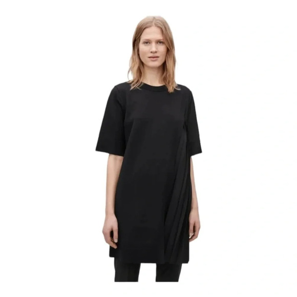 COS Mixed Media Sweater & Pleated Woven Dress in Black - Size Medium - Picture 1 of 8